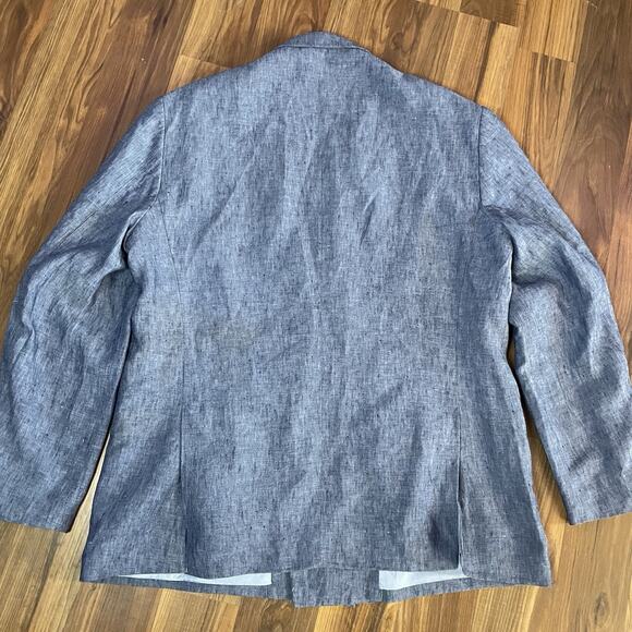 Joseph Abboud JOE Men’s 44 R Double Breasted 100% Linen Blazer - Heathered Blue - Picture 3 of 10